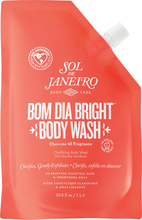 Sol de Janeiro refill pouch front view showing product branding and size benefit