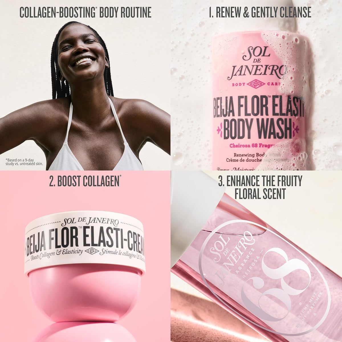 Sol de Janeiro lifestyle scene on beach evoking sunny, fruity fragrance