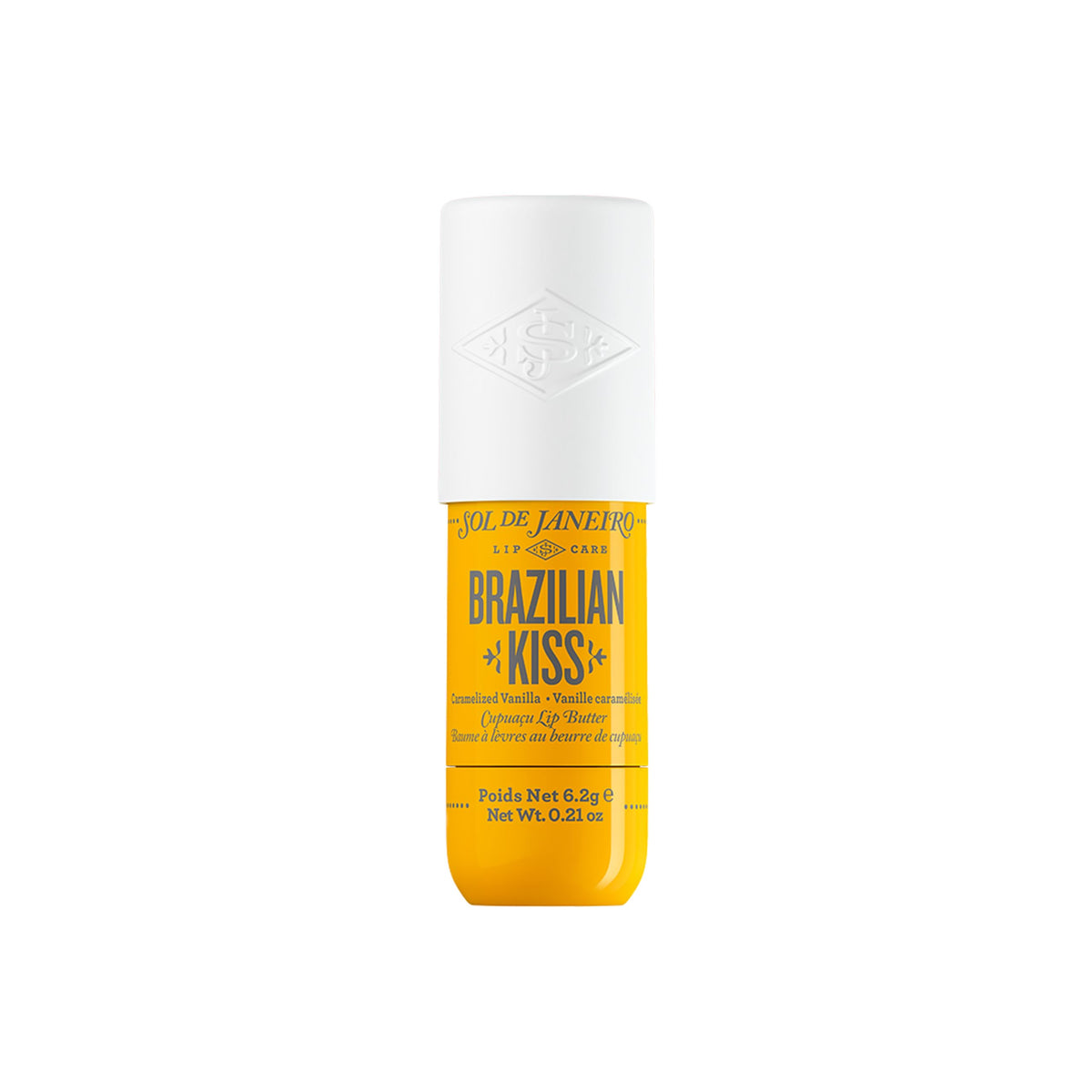 Sol de Janeiro lip butter front jar showing brand and benefit of deep hydration