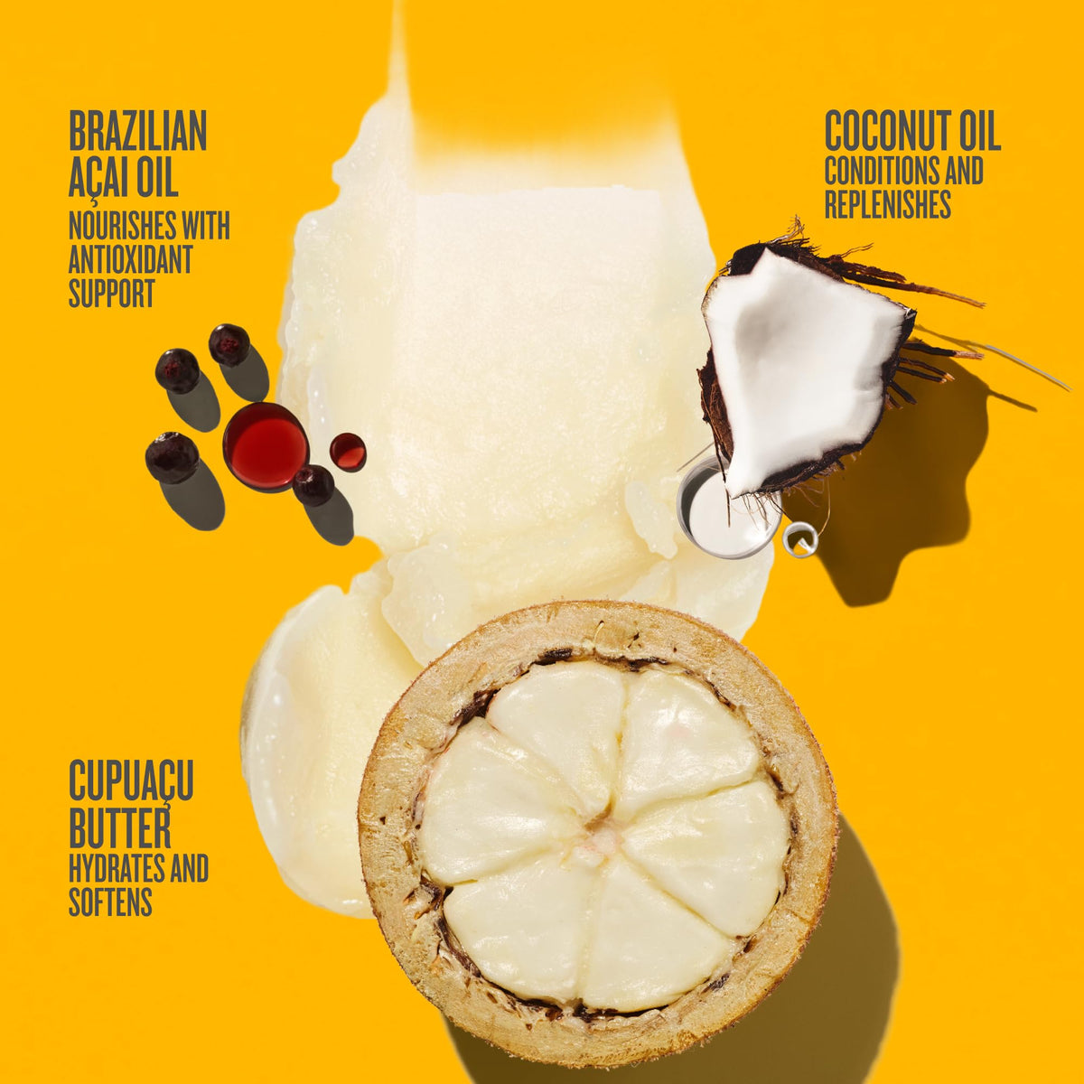 Sol de Janeiro cupuaçu butter ingredient mound showing hydration source and protection