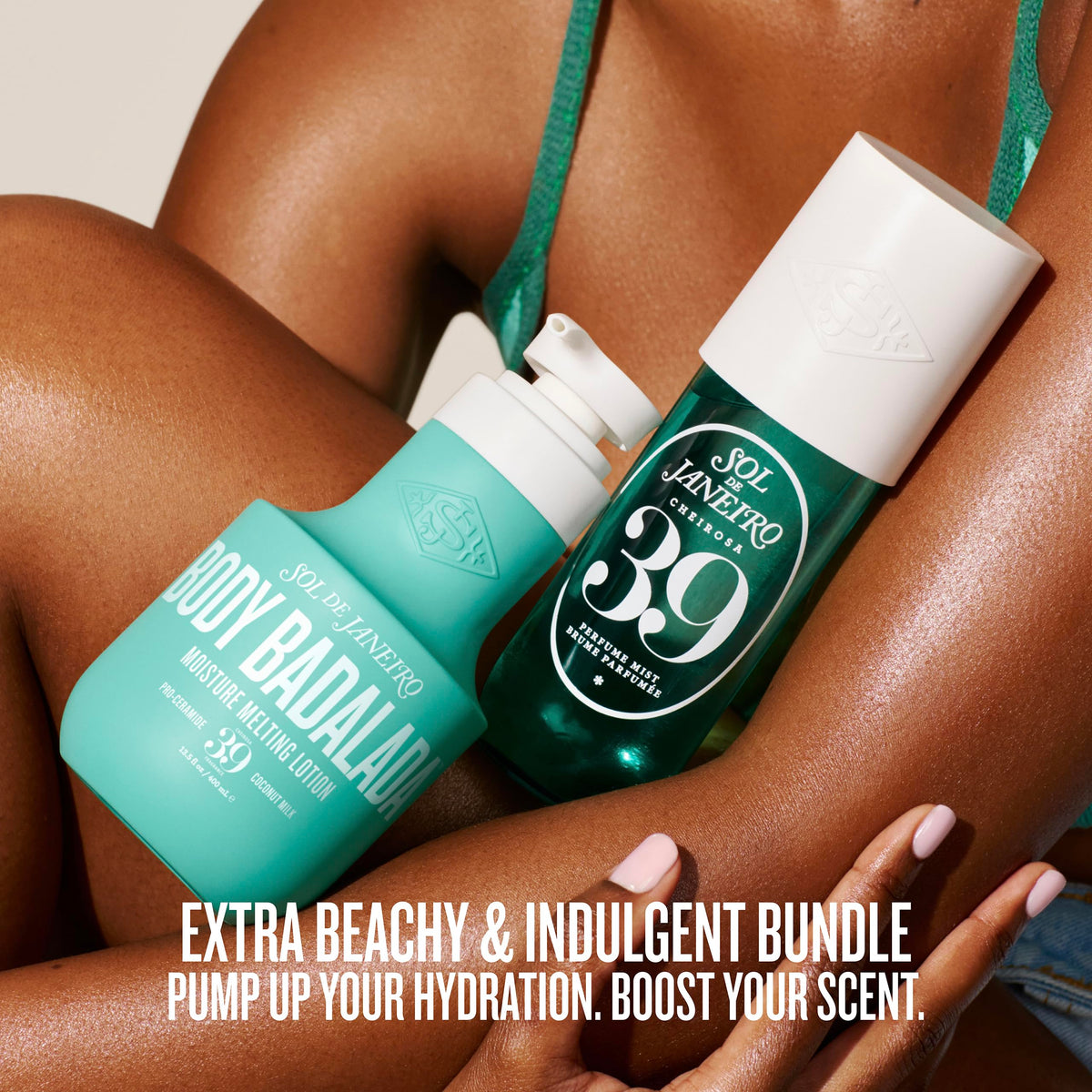 Sol de Janeiro lotion texture close-up demonstrating creamy milk-to-butter absorption