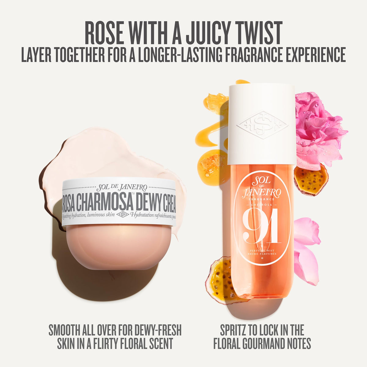 Sol de Janeiro mist applied to hair demonstrating non-sticky fragrance benefit