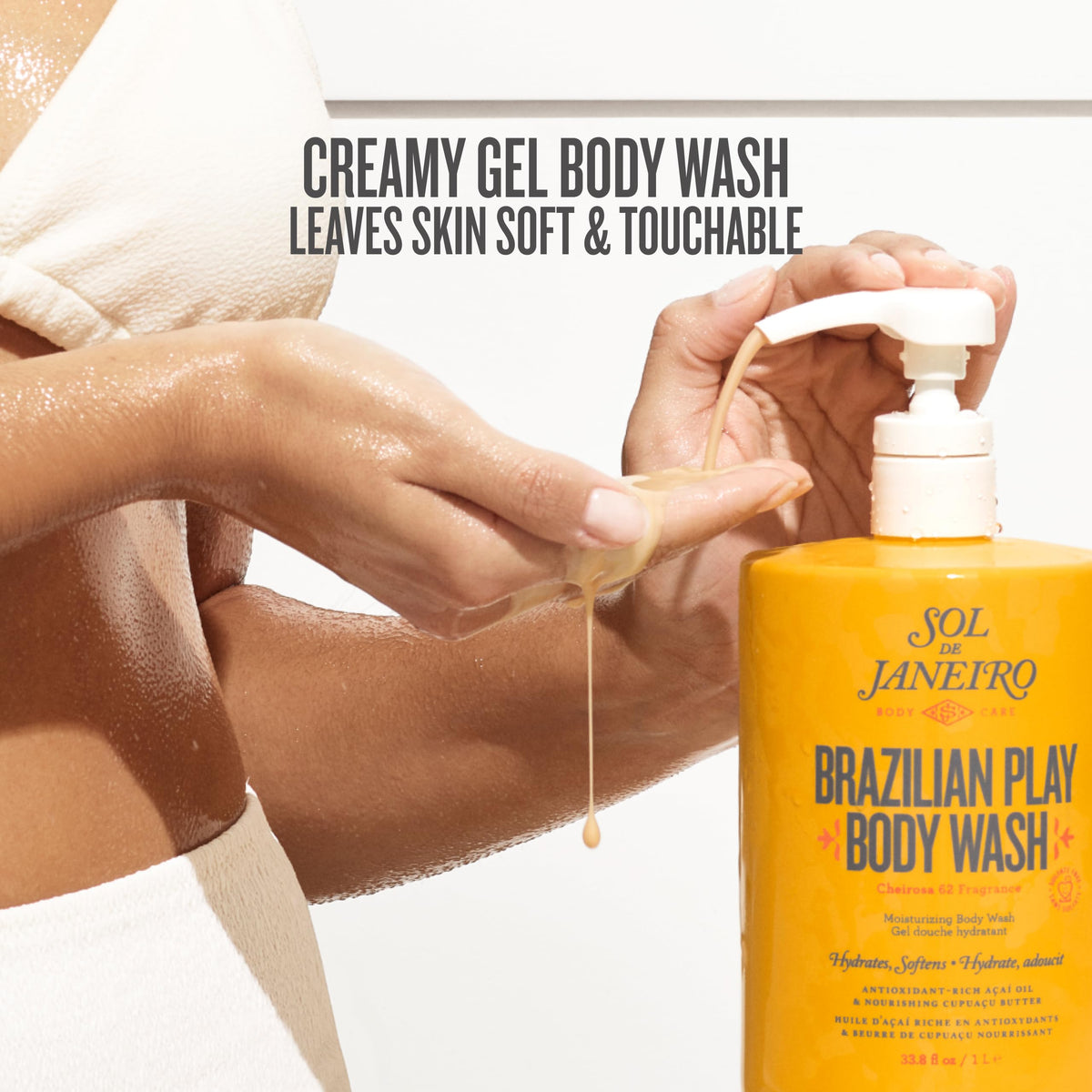 Sol de Janeiro refill pouch back label highlighting ingredients and directions