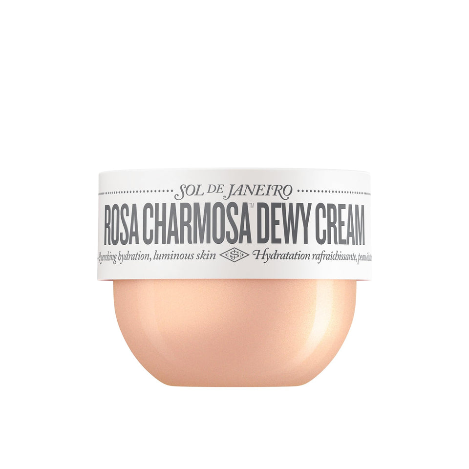 Sol de Janeiro front packaging showcasing dewy cream and travel-ready size benefits