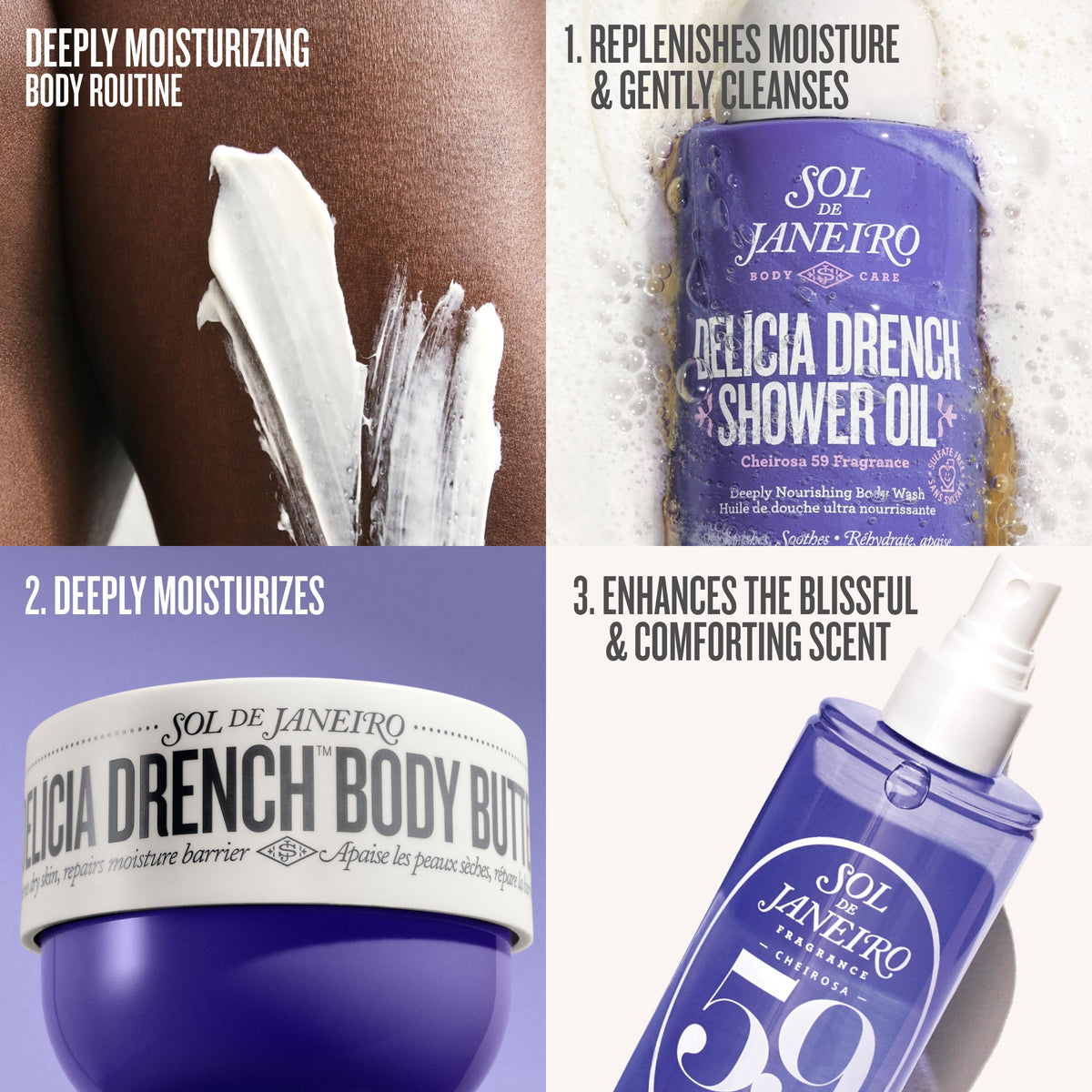 Sol de Janeiro shower scene with product in use for sensory ritual