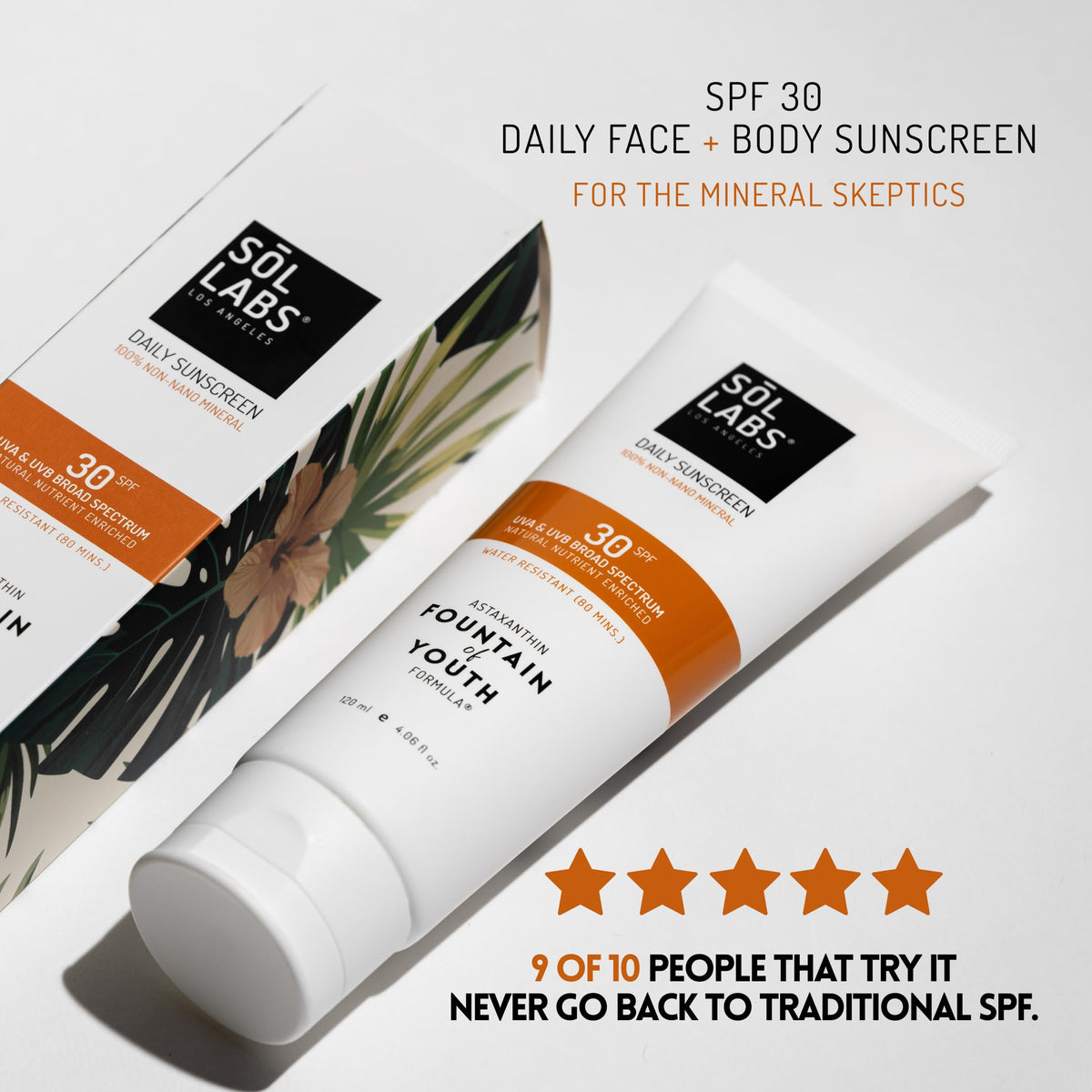 SOL LABS applying sunscreen on hand to show blendability benefit