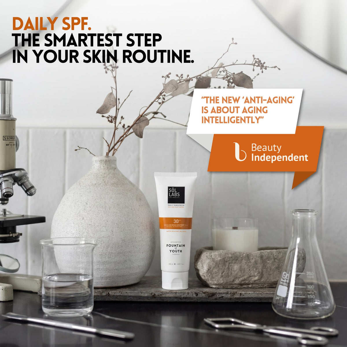SOL LABS label detail highlighting active ingredients and SPF