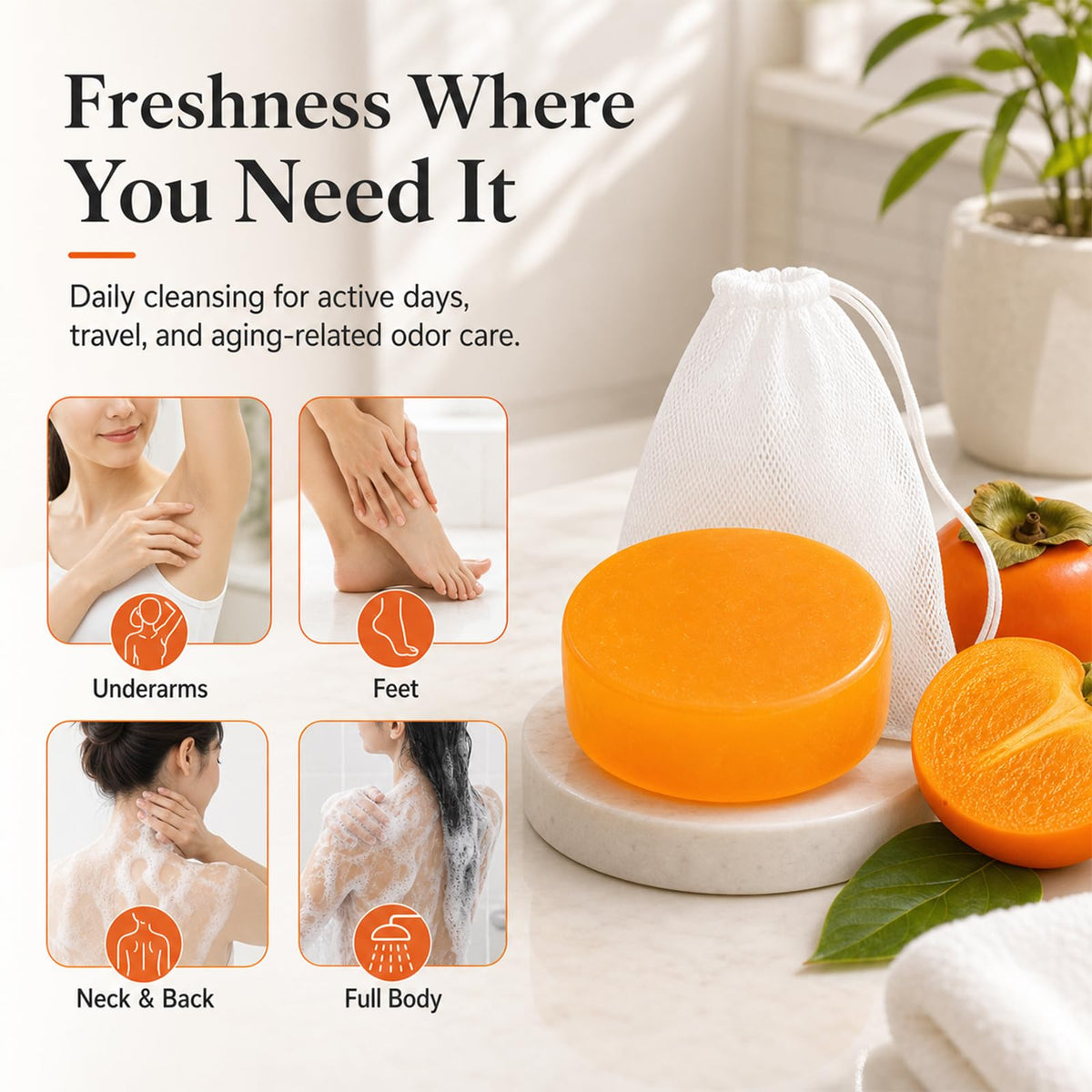 SolaceSkin soap creating creamy lather to lift sweat and impurities