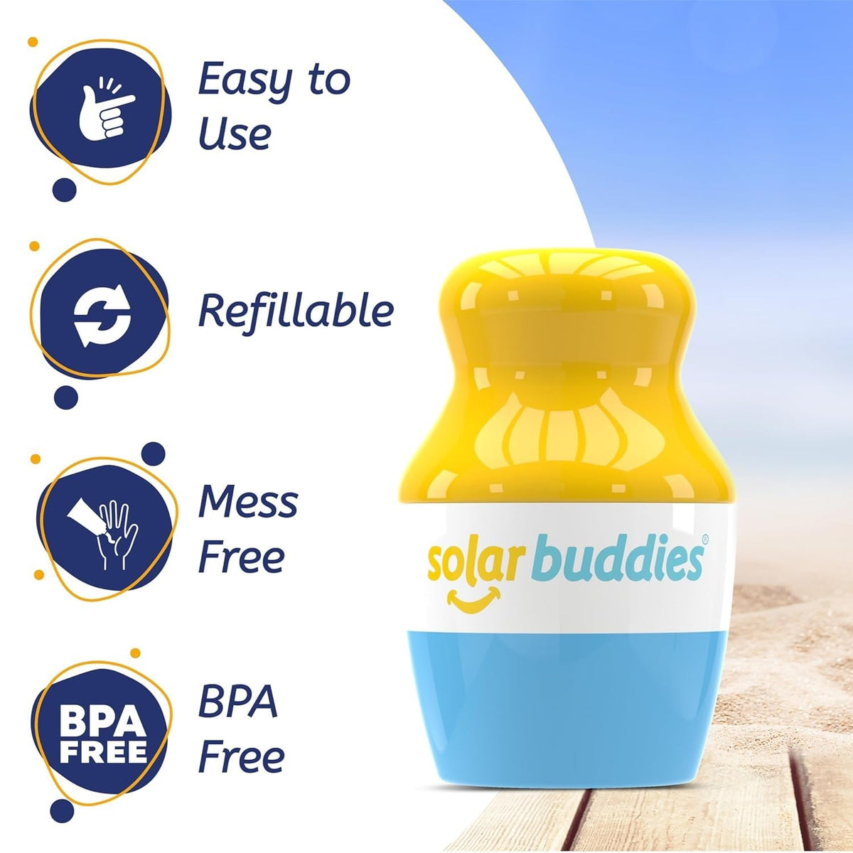 Solar Buddies clear bottle with 100ml fill line for easy travel compliance