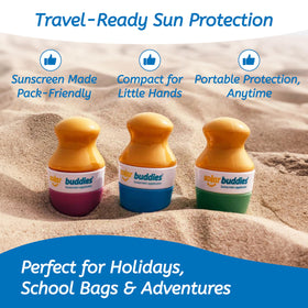 Solar Buddies applying sunscreen to child’s arm, enables mess-free application