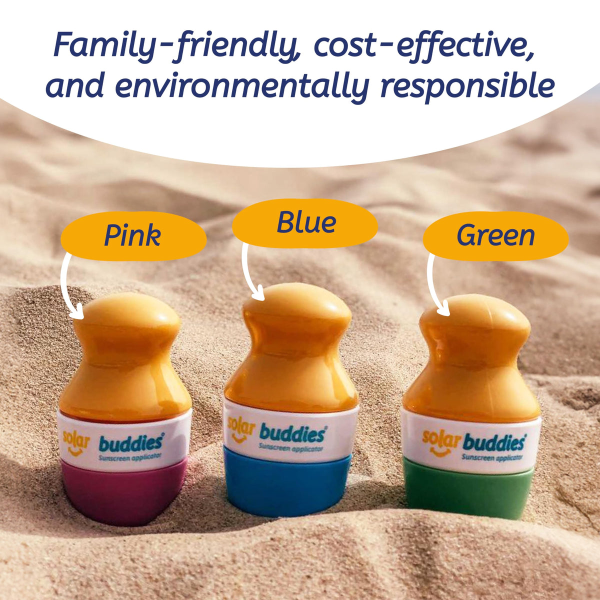 Solar Buddies applied on child at beach for quick mess-free protection