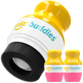 Solar Buddies front view showing pink duo and travel-ready design benefit
