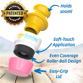 Solar Buddies in hand for scale, showing compact BPA-free design and grip