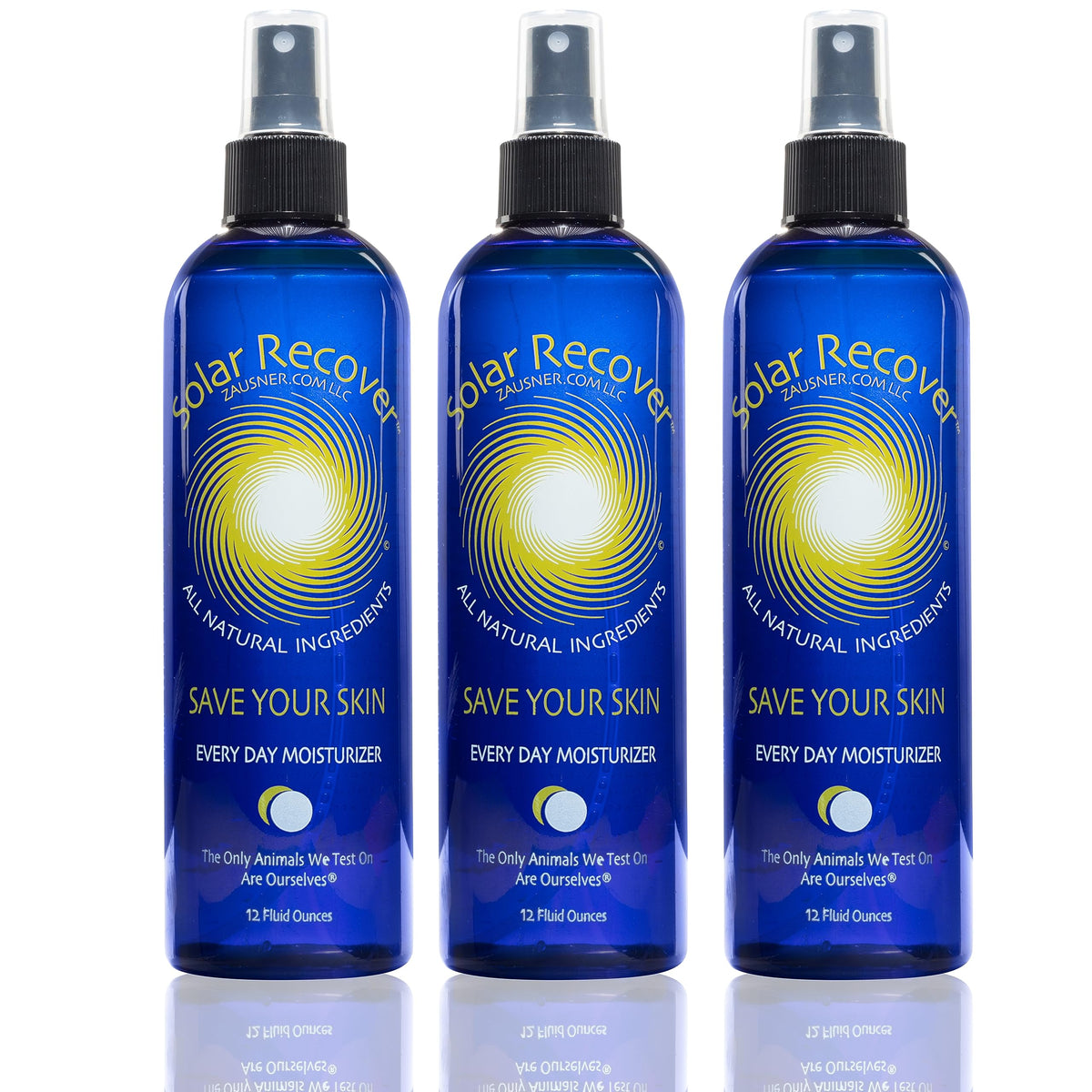 Solar Recover front packaging showing three 12oz bottles and brand clarity