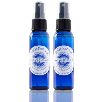 Solar Recover front packaging showing twin travel-size bottles and product benefit