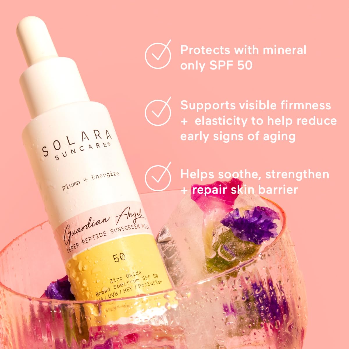 Solara Suncare label detail showing ingredient panel and EWG Verified benefit