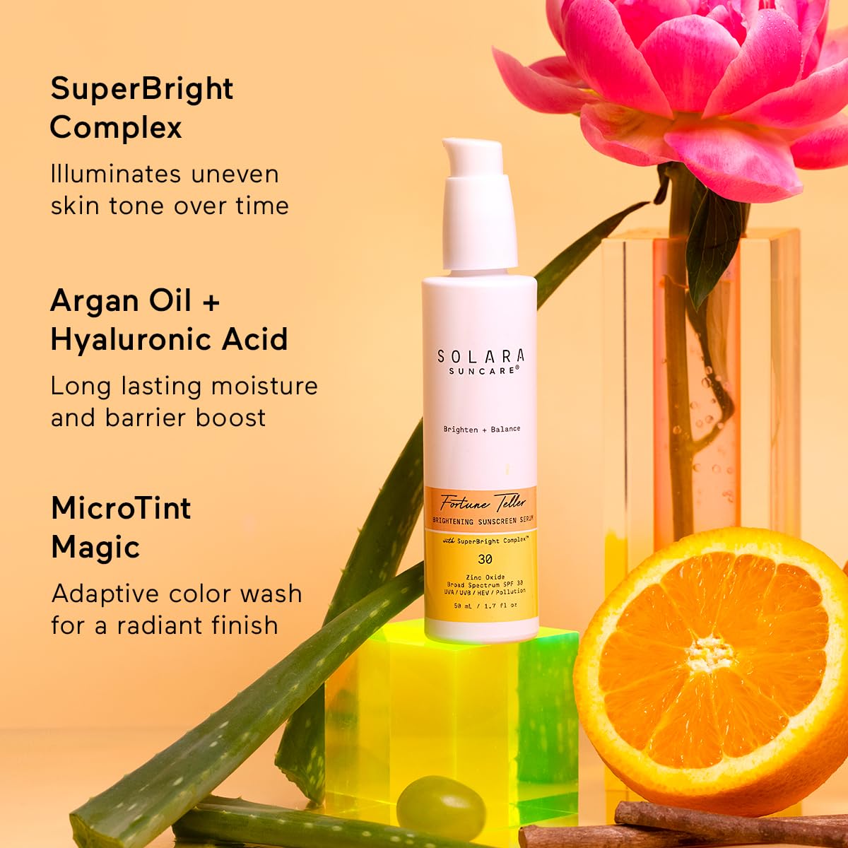 Solara Suncare label closeup showing ingredients and EWG Verified benefit
