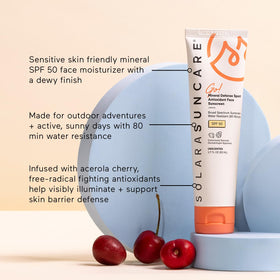 Solara Suncare applied on face demonstrating non-greasy protection benefit