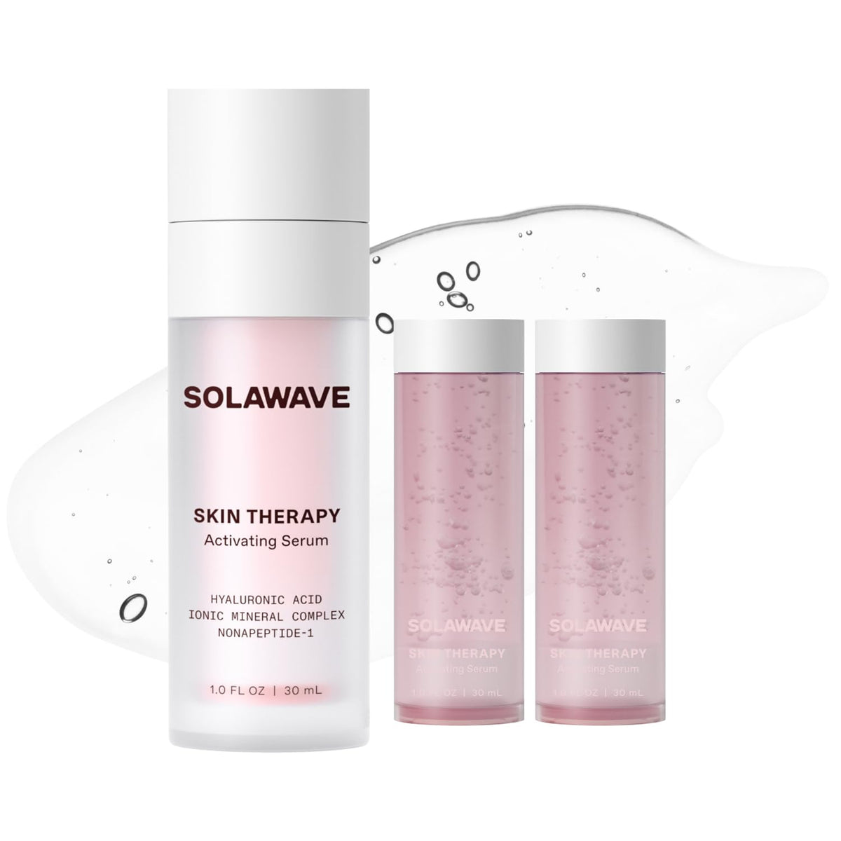 Solawave front packaging showing serum set and benefits