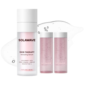 Solawave front packaging showing serum set and benefits
