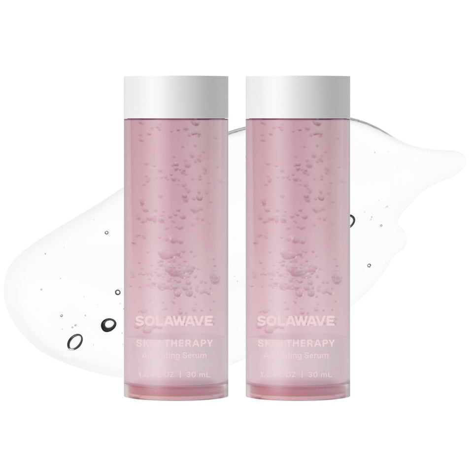 Solawave front packaging showing two refill bottles and product benefits