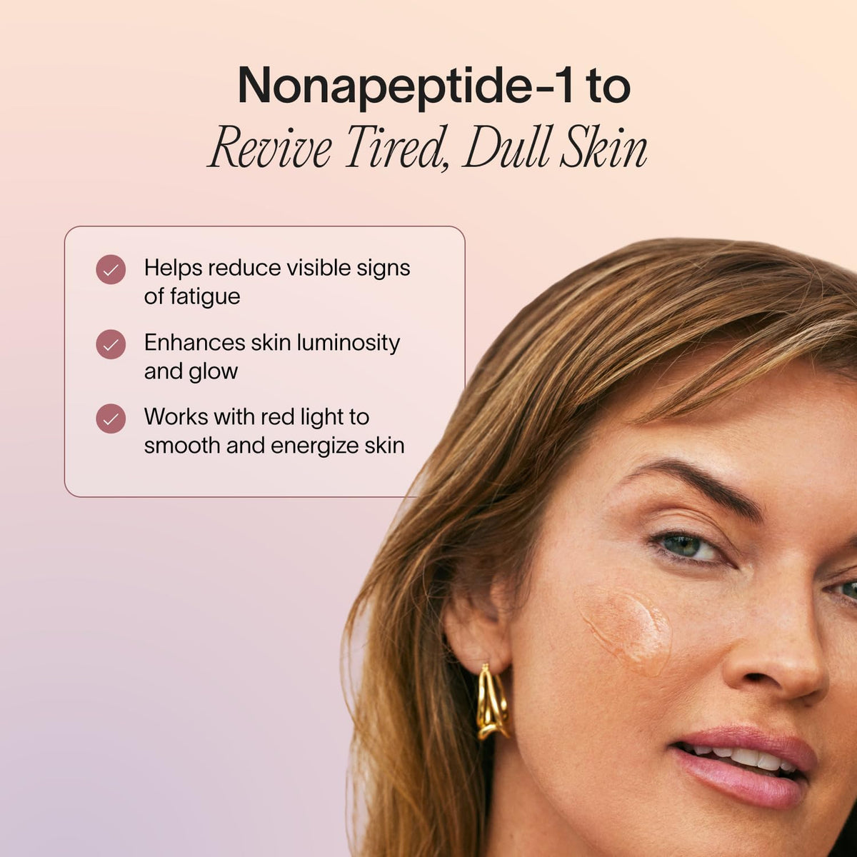 Solawave ingredient display with hyaluronic acid and peptides emphasizing hydration benefits