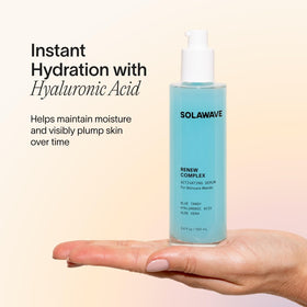 Solawave hyaluronic acid ingredient image emphasizing deep hydration and plumping benefit