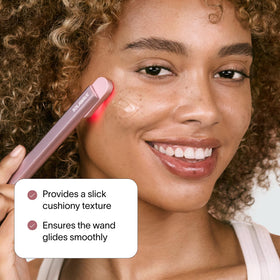 Solawave bottle styled on bathroom counter, suggests daily routine and aesthetic convenience