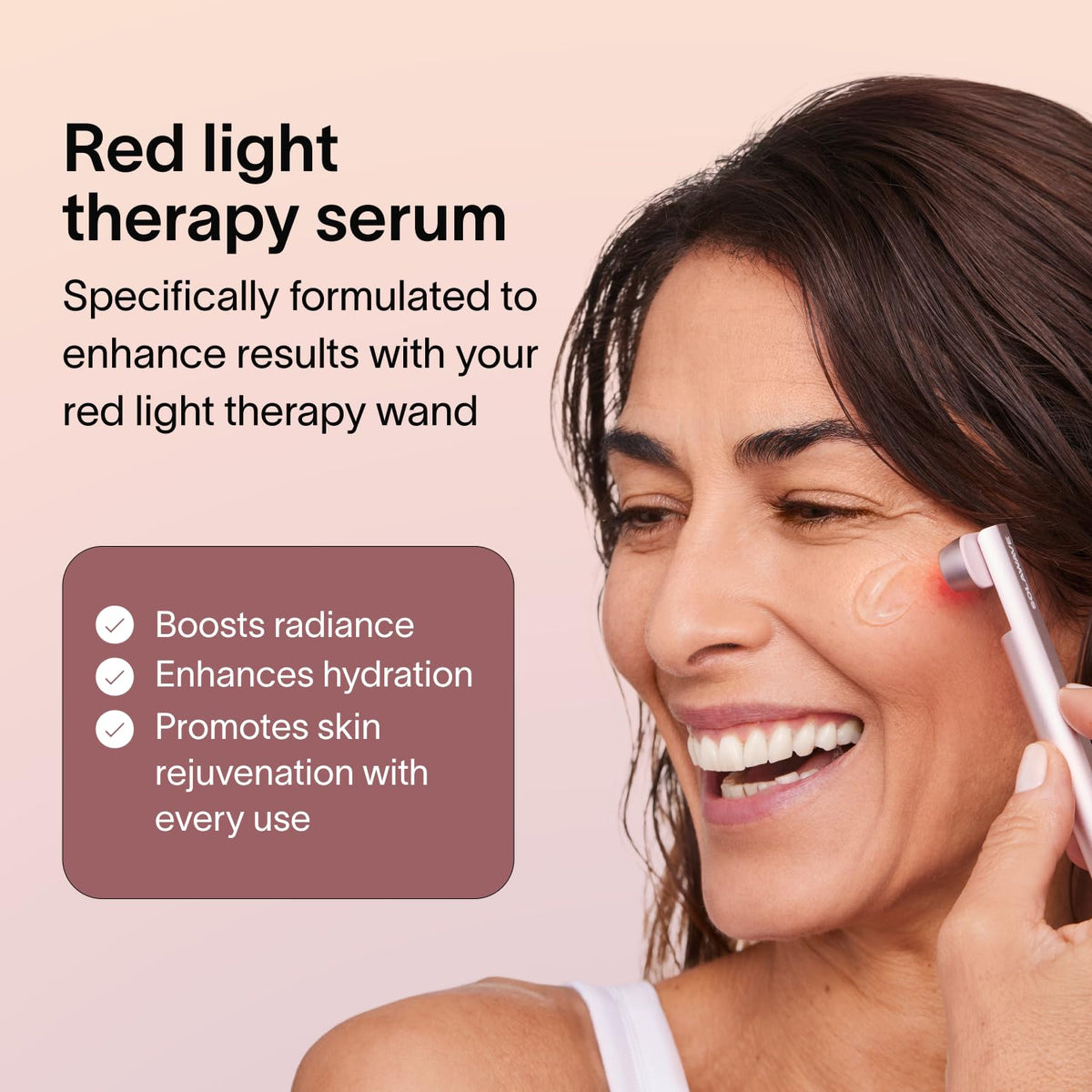 Solawave serum pump dispensing a pearl-sized amount, demonstrates easy dosing and smooth texture