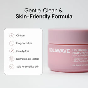 Solawave cream on bathroom shelf in lifestyle setting suggesting daily routine benefit