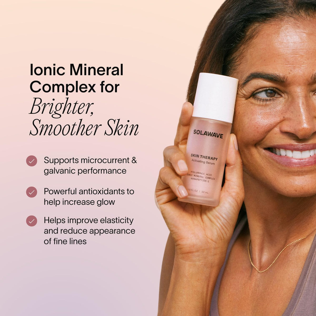Solawave serum applied on hand to show spreadability and quick-absorbing benefit