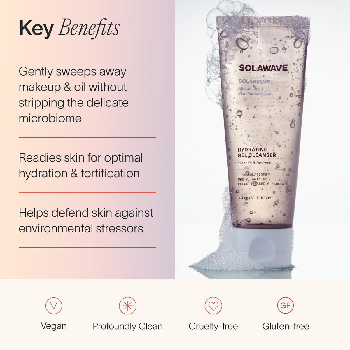 Solawave close-up gel texture highlighting hydrating formula for soft skin