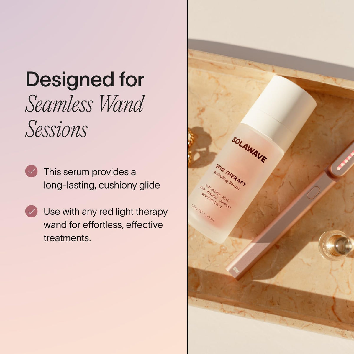 Solawave serum texture drop demonstrating lightweight hydration and glide