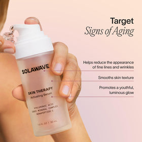 Solawave wand in use with serum ensuring smooth conductive contact