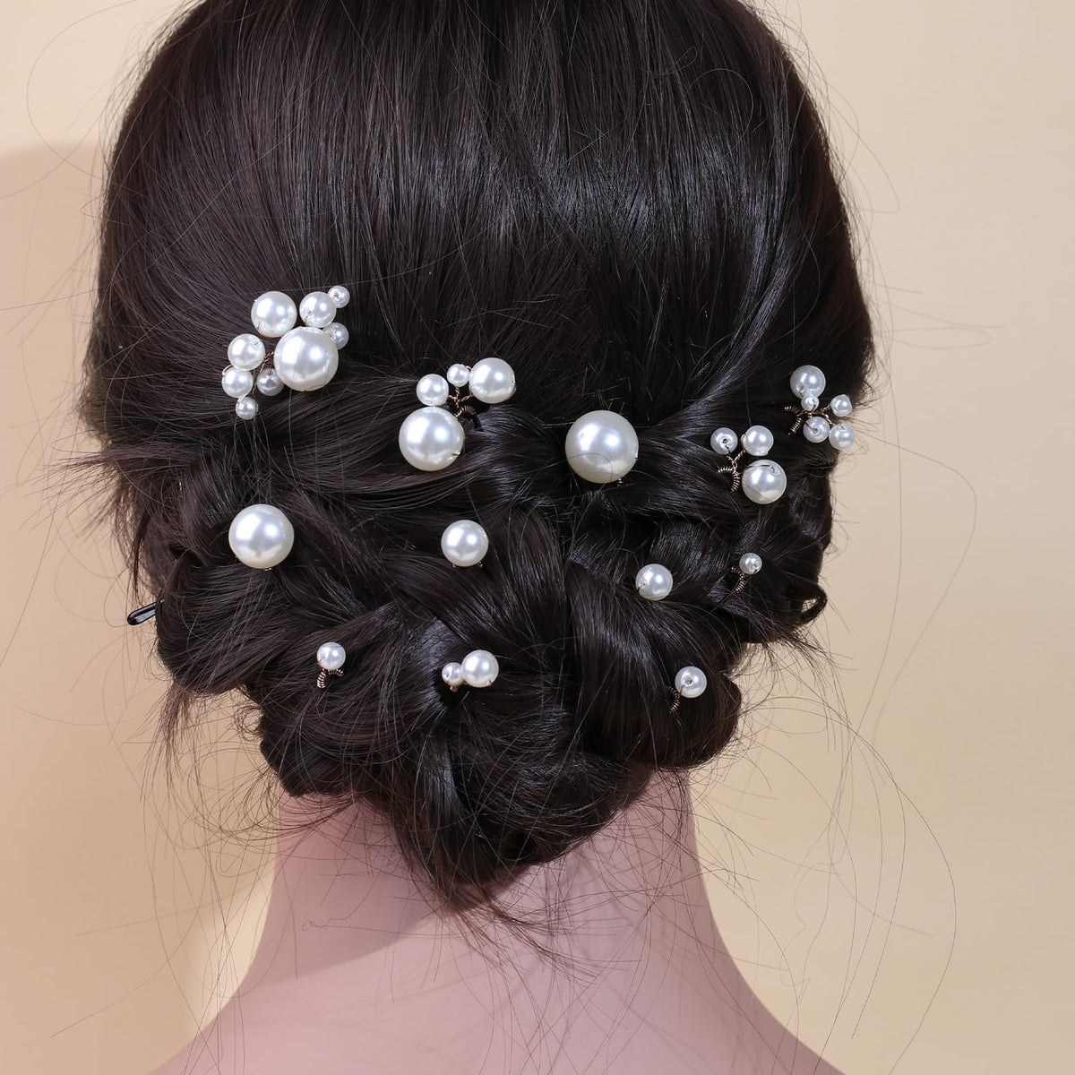 SOLENY close-up of faux pearl clusters highlighting handcrafted detail