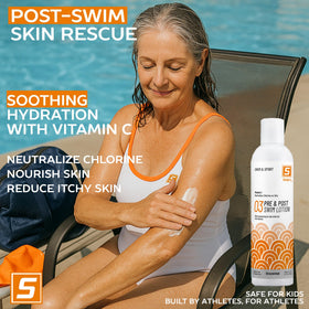 Solpri lotion pump dispensing a measured amount for easy pre-swim use