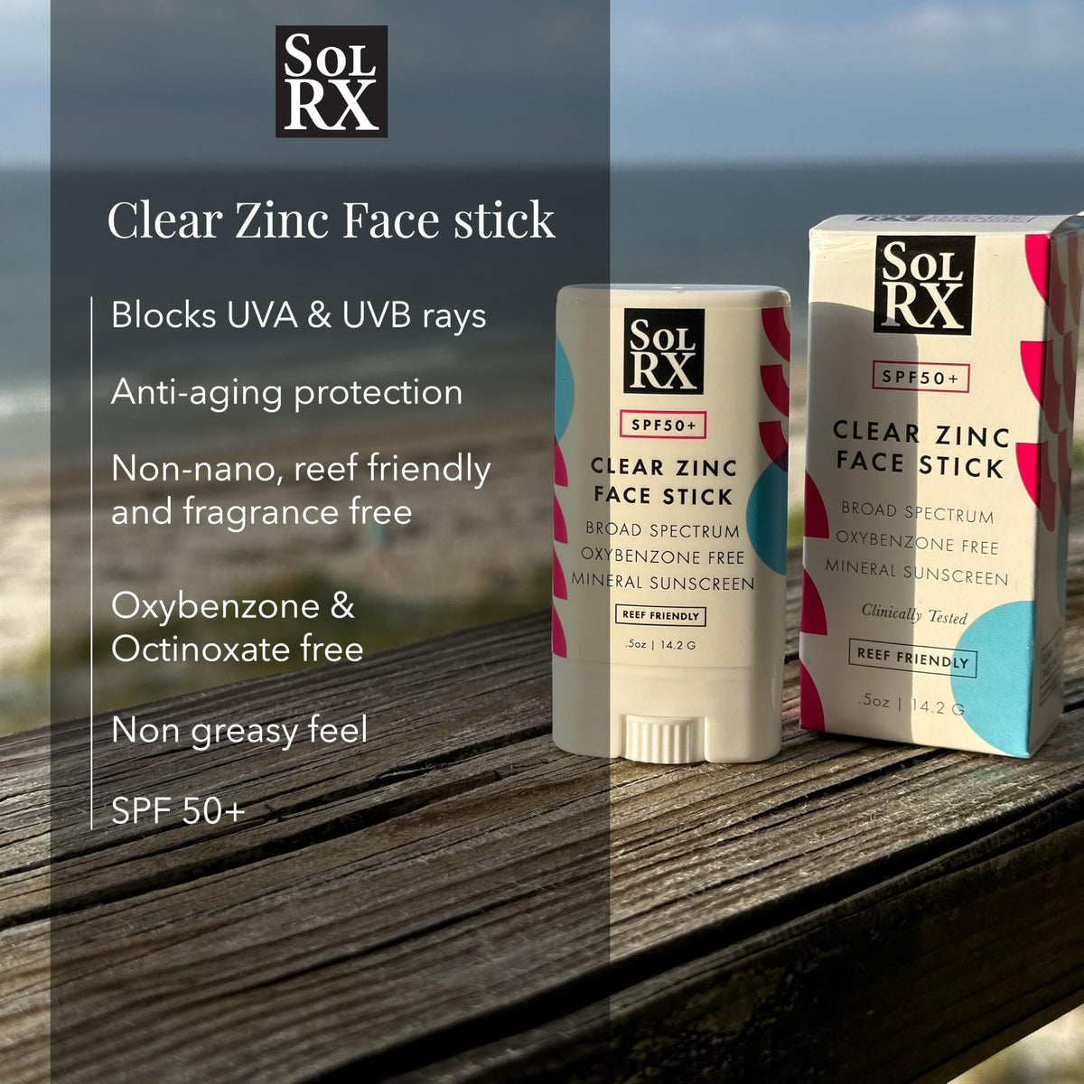 SolRX applying stick near eyes demonstrating safe delicate-area use