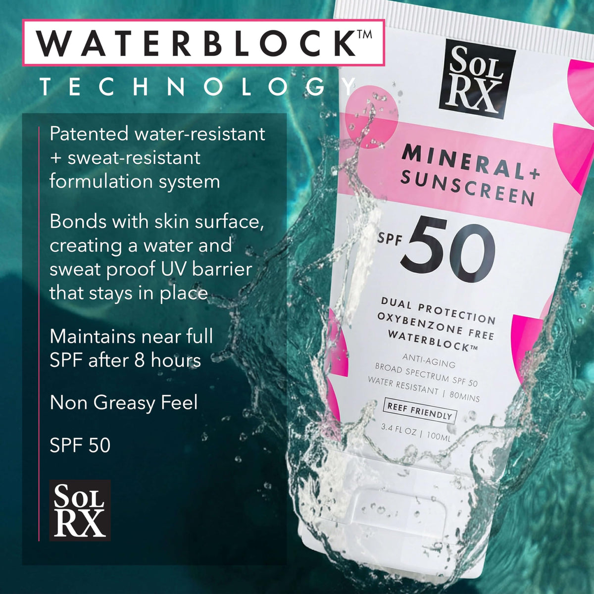 SolRX applied on arm demonstrating even coverage and low white cast