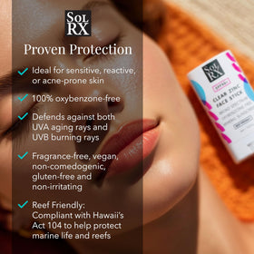 SolRX zinc stick texture close-up illustrating smooth non-greasy glide