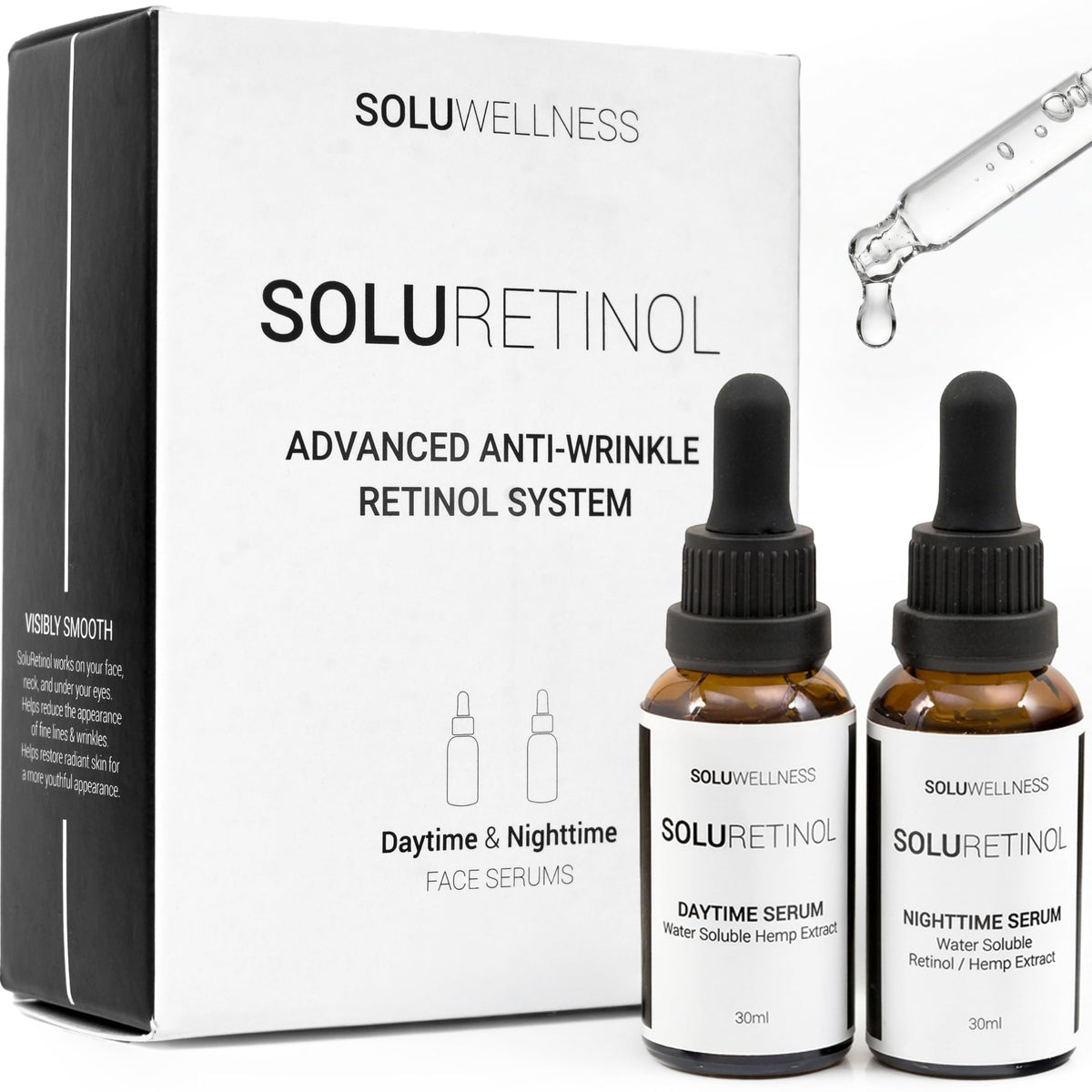SOLURETINOL front packaging duo showing both day and night bottles and clear labeling