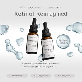 SOLURETINOL close-up droplet texture on fingertip highlighting hydration benefit