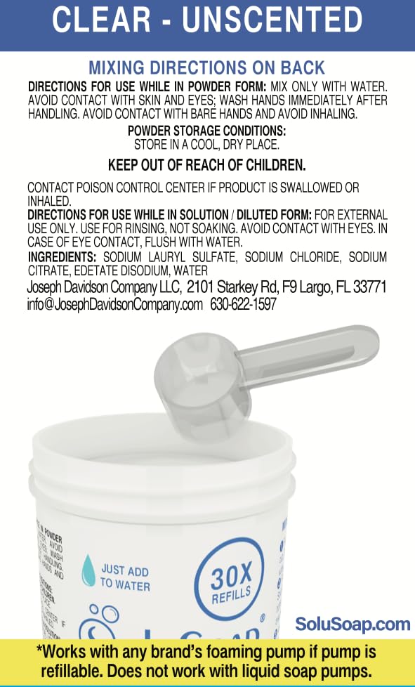 SoluSoap refill jar on a bathroom counter, brand promoting sustainable routine