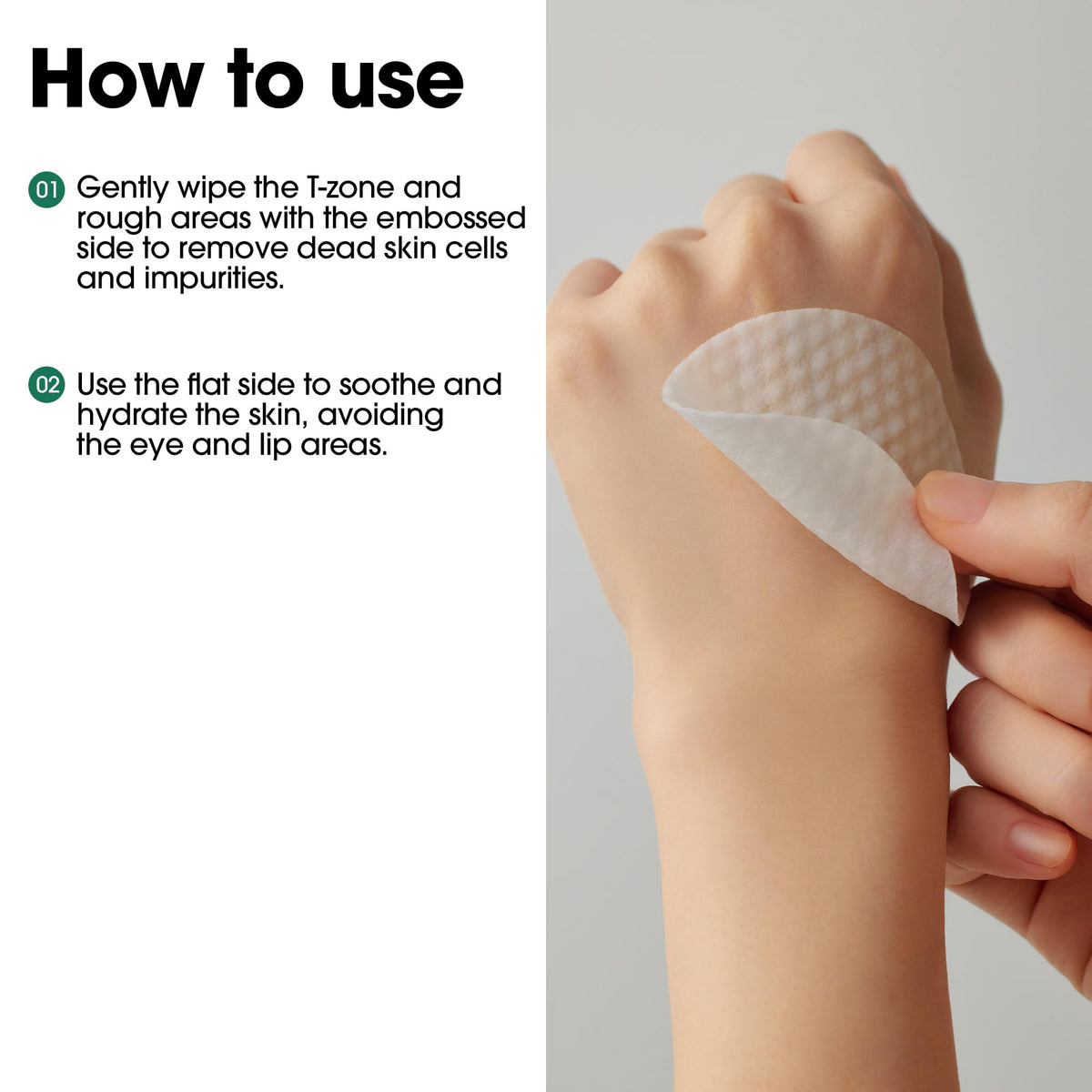 SOME BY MI pad being wiped on face demonstrating pore-clearing action