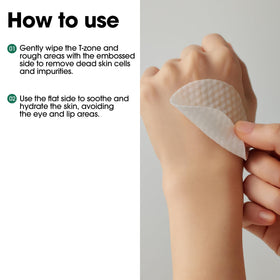 SOME BY MI pad being wiped on face demonstrating pore-clearing action