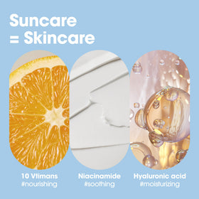 SOME BY MI sunscreen on face with no white cast and natural finish