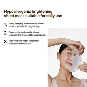 SOME BY MI model applying sheet mask for instant glowing skin