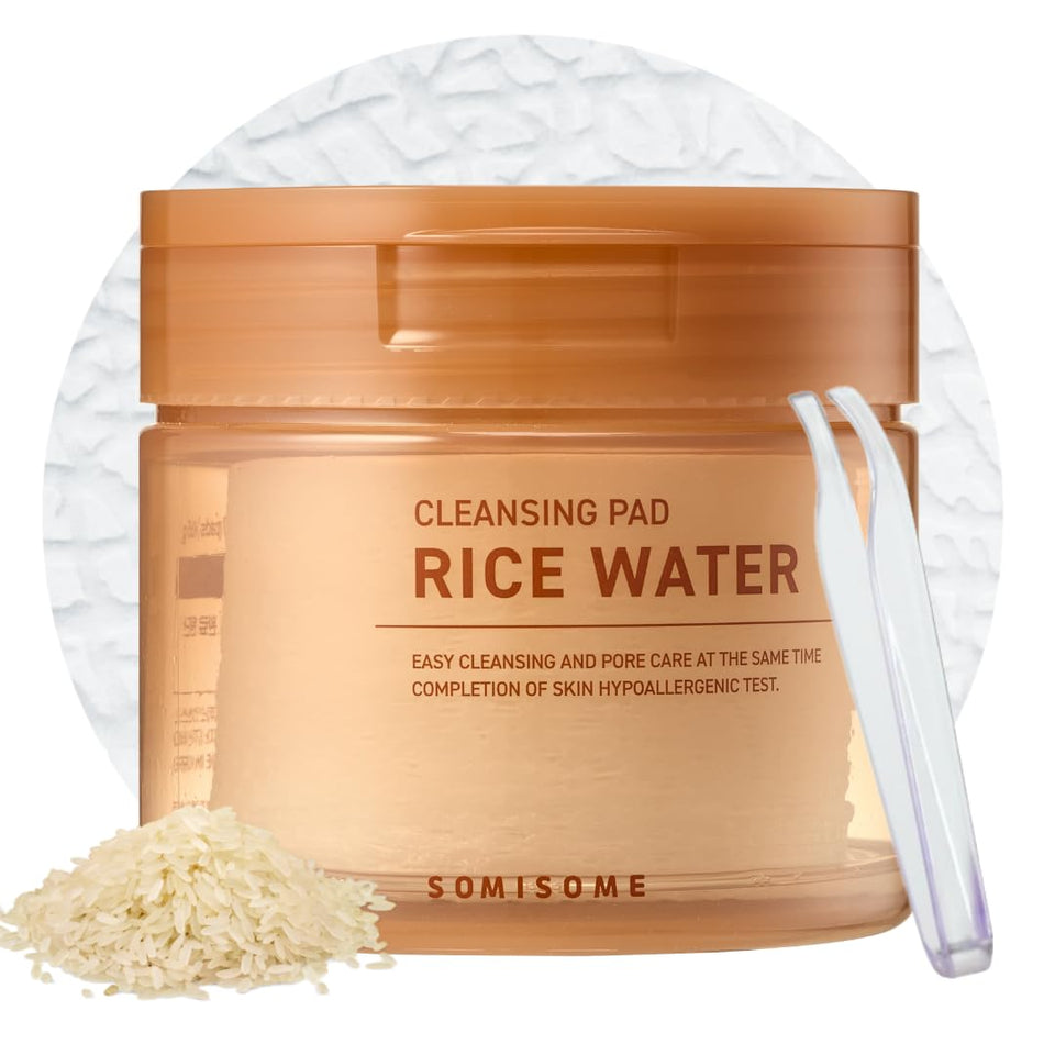SOMISOME front packaging showing rice water pads and benefits