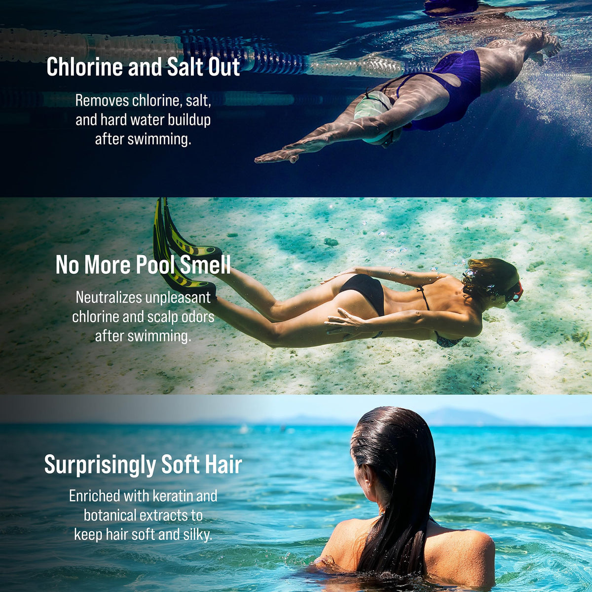 SOOO shampoo in shower use, brand showing effective pool residue removal