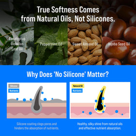 SOOO label close-up showing silicone-free, paraben-free benefit for sensitive scalps