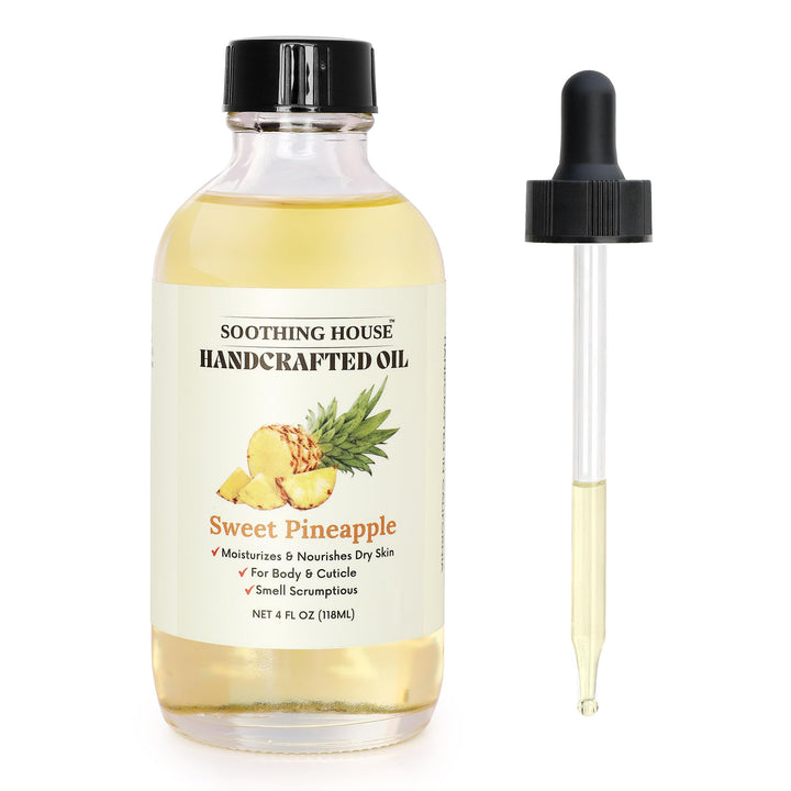 Soothing House bottle front showing pineapple scent and benefits